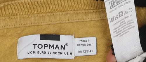 Topman Men's Yellow Crew Neck T-Shirt - Size M