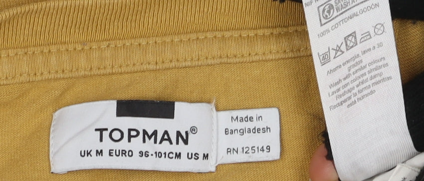 Topman Men's Yellow Crew Neck T-Shirt - Size M