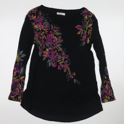 Marks and Spencer Women's Black Floral Embroidered Shift Dress Size 12