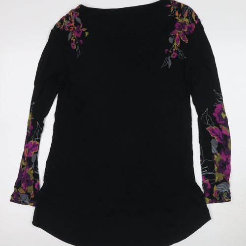 Marks and Spencer Women's Black Floral Embroidered Shift Dress Size 12