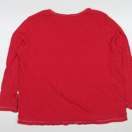 Damart Women's Red Cotton Pyjama Top 2XL Long Sleeve