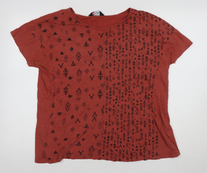 Yours Women Red Geometric T-Shirt Size 20 Aztec Style