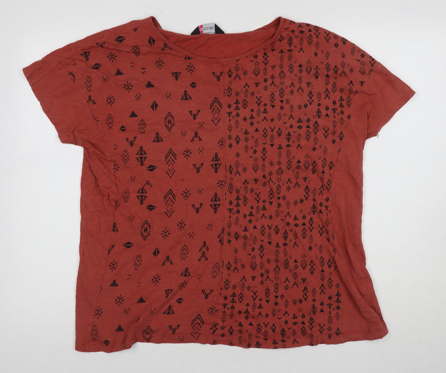 Yours Women Red Geometric T-Shirt Size 20 Aztec Style