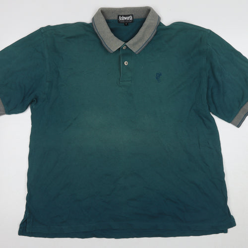 Ashworth Men's Green Polo Shirt M Short Sleeve Cotton