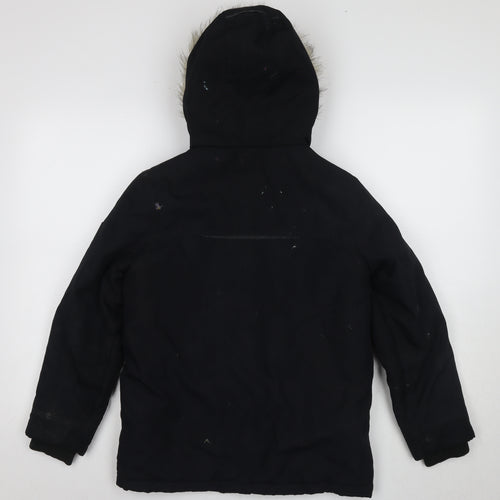 Next Boys Black Parka Coat with Hood, Size 10 Years