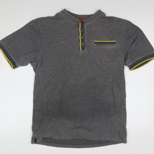 Dimensions Men's Grey Henley T-Shirt, Size M
