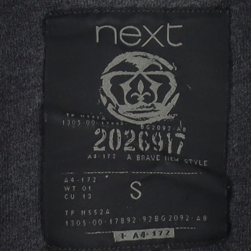 Next Men's Grey Cotton Hooded Pullover Jumper, Size S