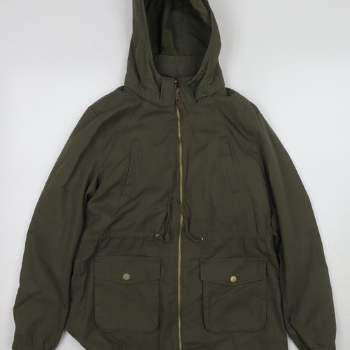 H&M Girls Green Parka Jacket with Hood Size 12-13 Years