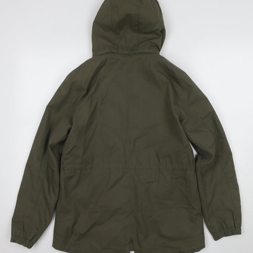 H&M Girls Green Parka Jacket with Hood Size 12-13 Years