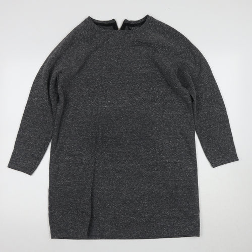 Topshop Women's Grey Shift Dress Size 8 Long Sleeve