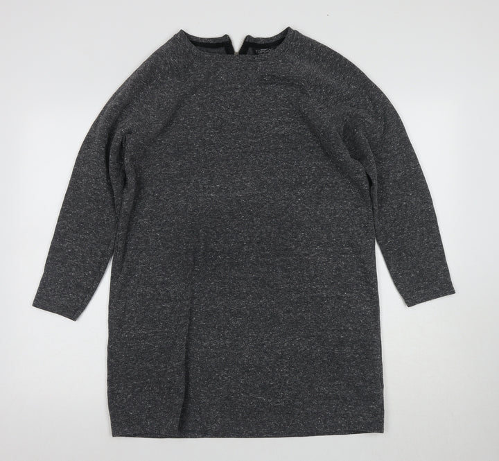 Topshop Women's Grey Shift Dress Size 8 Long Sleeve