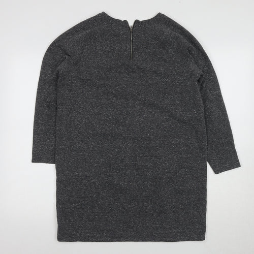 Topshop Women's Grey Shift Dress Size 8 Long Sleeve