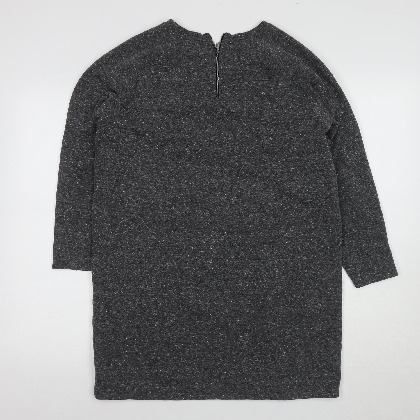 Topshop Women's Grey Shift Dress Size 8 Long Sleeve