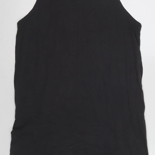 River Island Women Black Sleeveless Cotton Tank, Size 12
