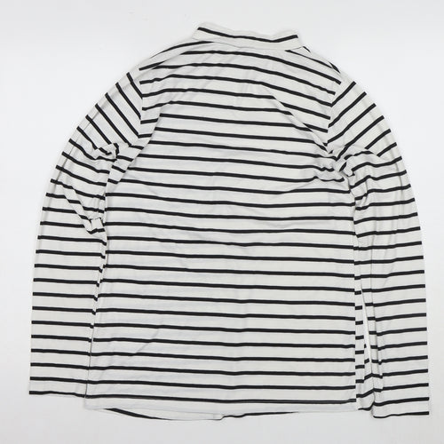 Boohoo Womens White Striped Long Sleeve Mock Neck T-Shirt
