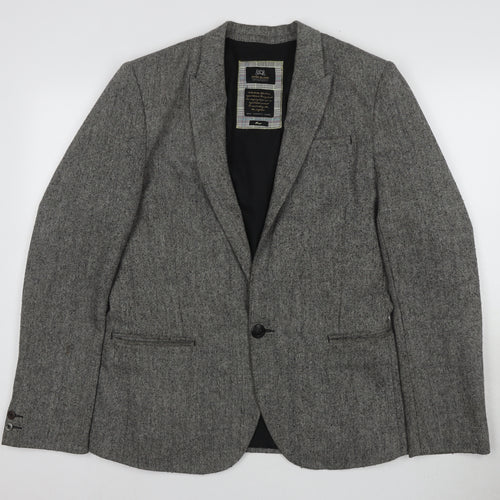 River Island Men's Grey Blazer L Notch Lapel