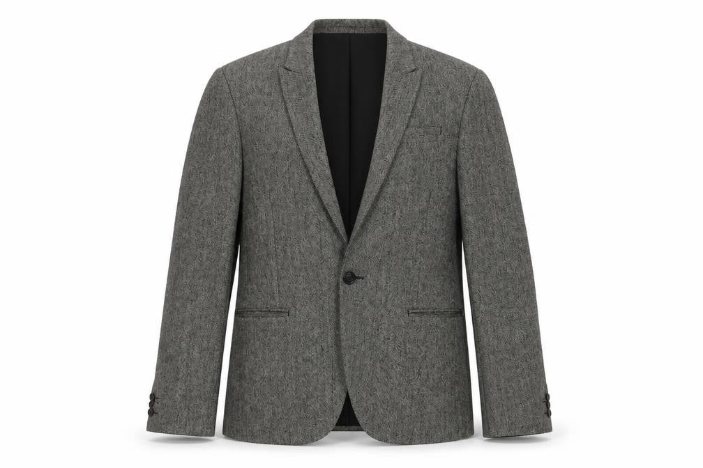 Front view of River Island Men's Grey Blazer L Notch Lapel