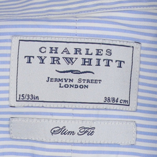 Charles Tyrwhitt Men's Blue Slim Fit Striped Shirt