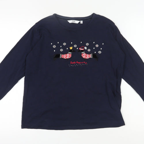 ISLE Women's Blue Christmas T-Shirt M Long Sleeve