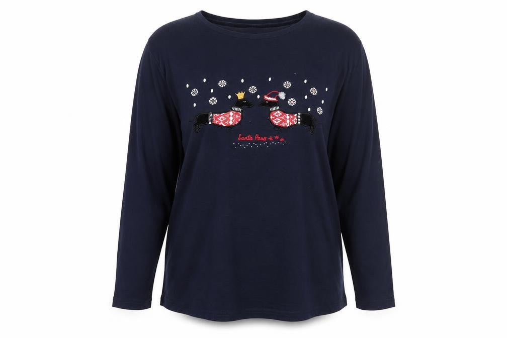 ISLE Women's Blue Christmas T-Shirt M Long Sleeve