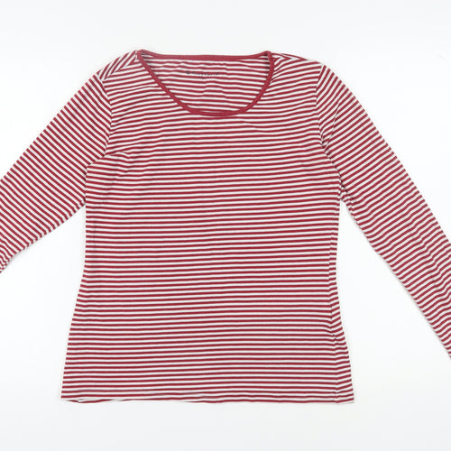 Rare Earth Women's Red Striped Long Sleeve T-Shirt, 2XS