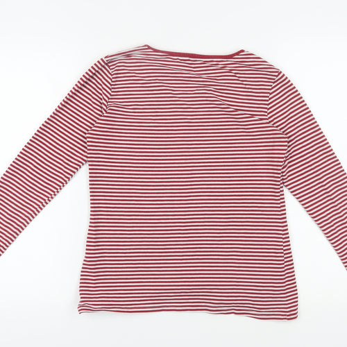 Rare Earth Women's Red Striped Long Sleeve T-Shirt, 2XS