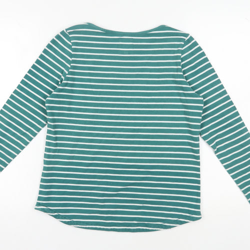 Fat Face Women's Green Striped Long Sleeve T-Shirt