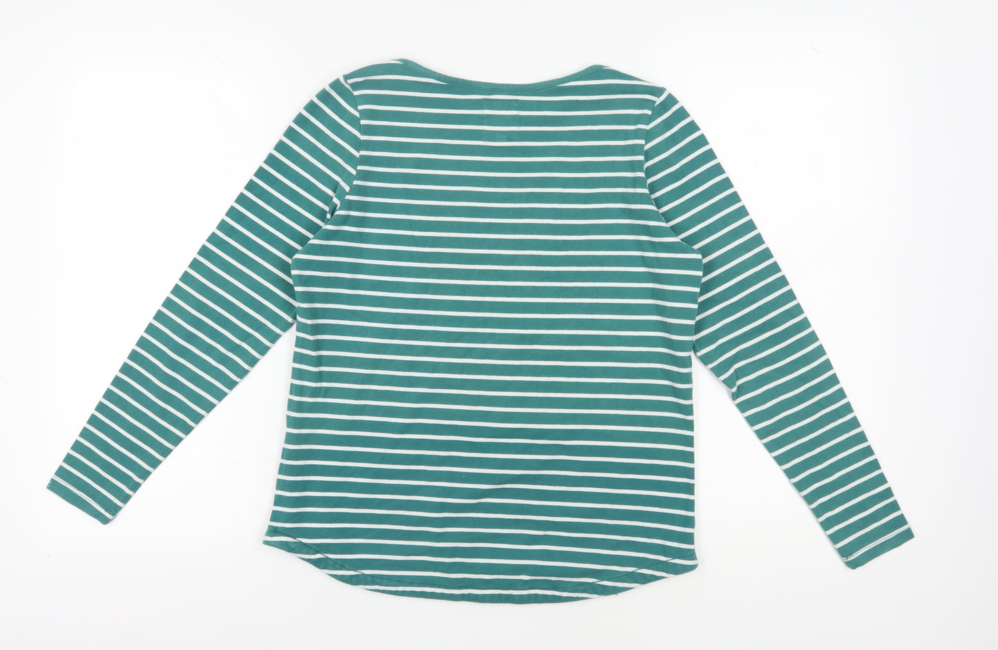 Fat Face Women's Green Striped Long Sleeve T-Shirt
