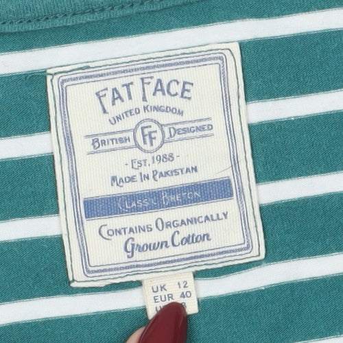 Fat Face Women's Green Striped Long Sleeve T-Shirt
