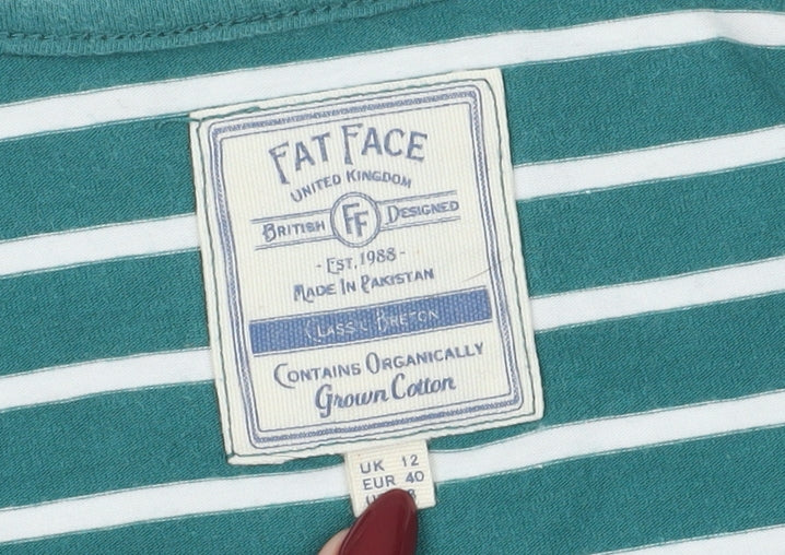 Fat Face Women's Green Striped Long Sleeve T-Shirt