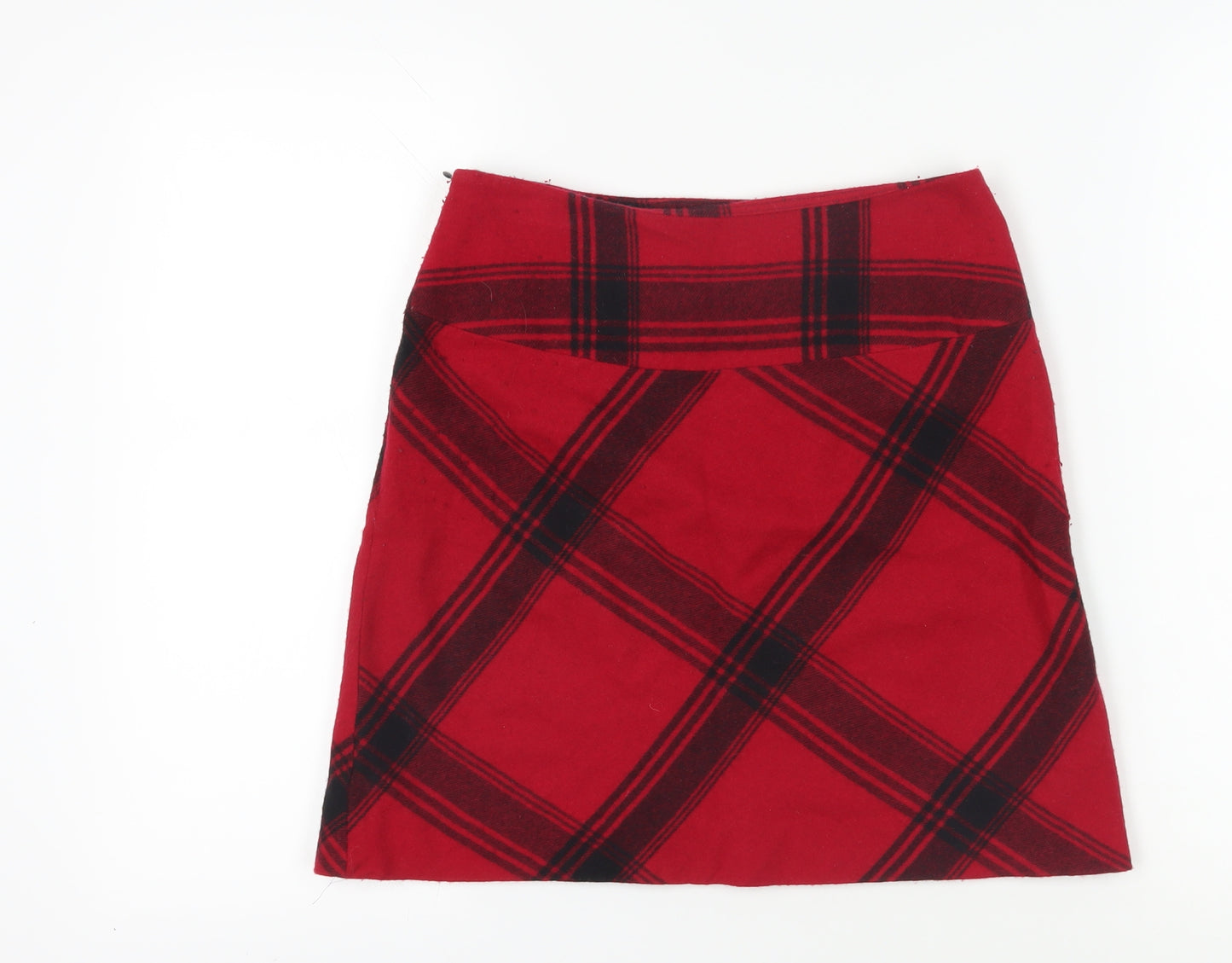 Hobbs Women's Red Plaid Button Skirt Size 8