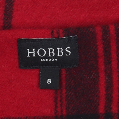 Hobbs Women's Red Plaid Button Skirt Size 8