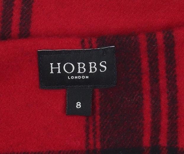 Hobbs Women's Red Plaid Button Skirt Size 8