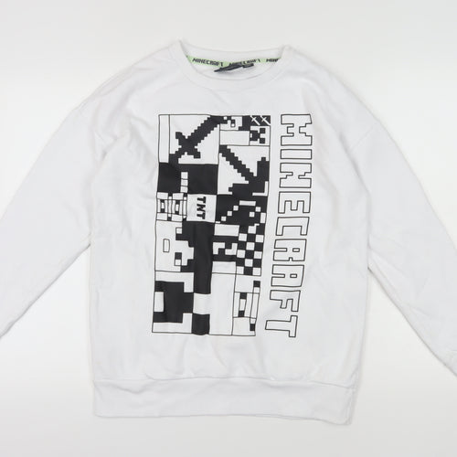 Minecraft Unisex Kids White Pullover Sweatshirt 13-14 Years