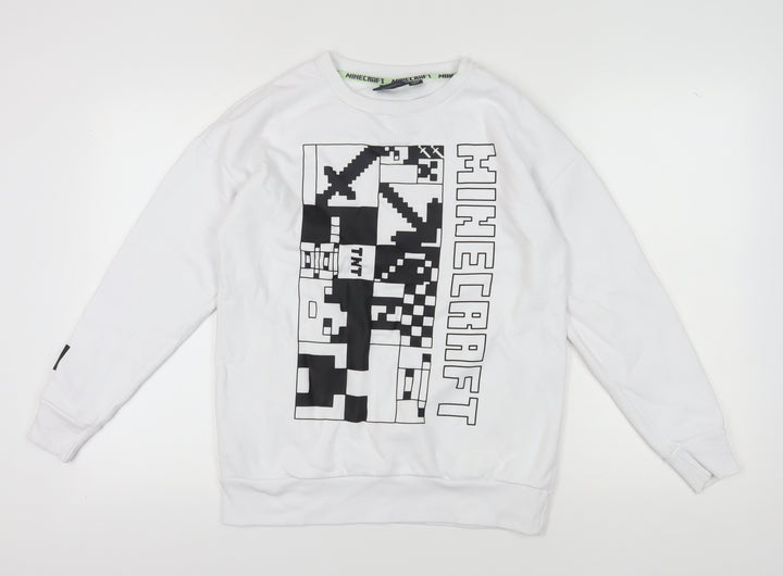 Minecraft Unisex Kids White Pullover Sweatshirt 13-14 Years