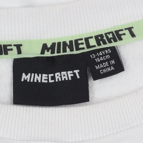 Minecraft Unisex Kids White Pullover Sweatshirt 13-14 Years