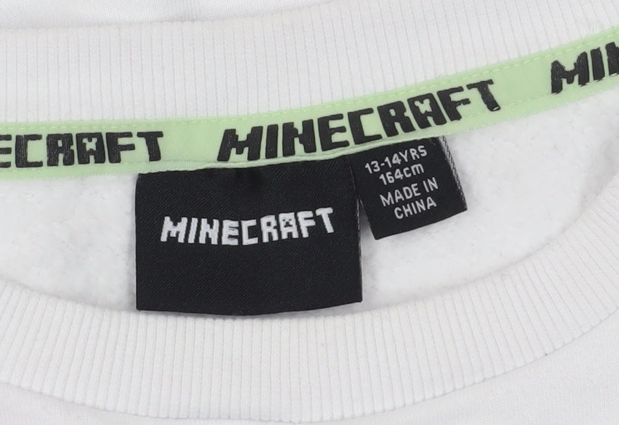 Minecraft Unisex Kids White Pullover Sweatshirt 13-14 Years