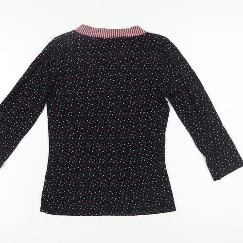 East Women's Black Polka Dot 3/4 Sleeve Blouse Size 10
