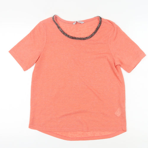 Red Herring Women's Pink Beaded Neck Top, Size 12