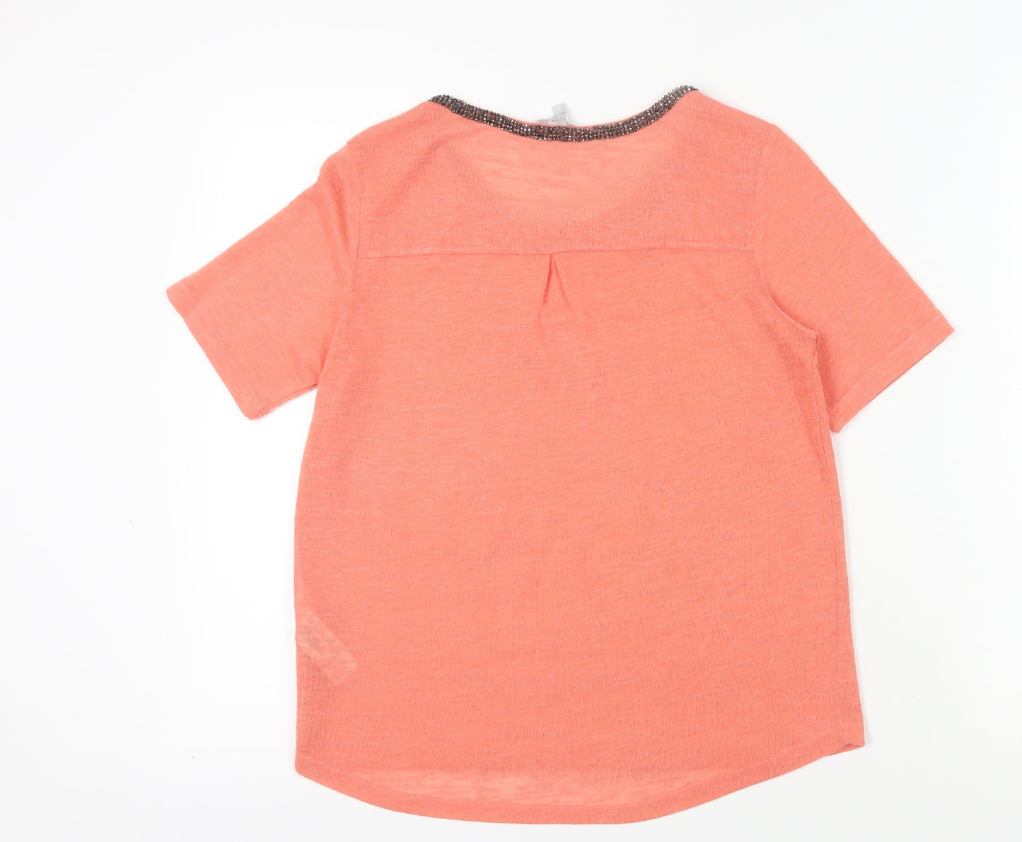 Red Herring Women's Pink Beaded Neck Top, Size 12
