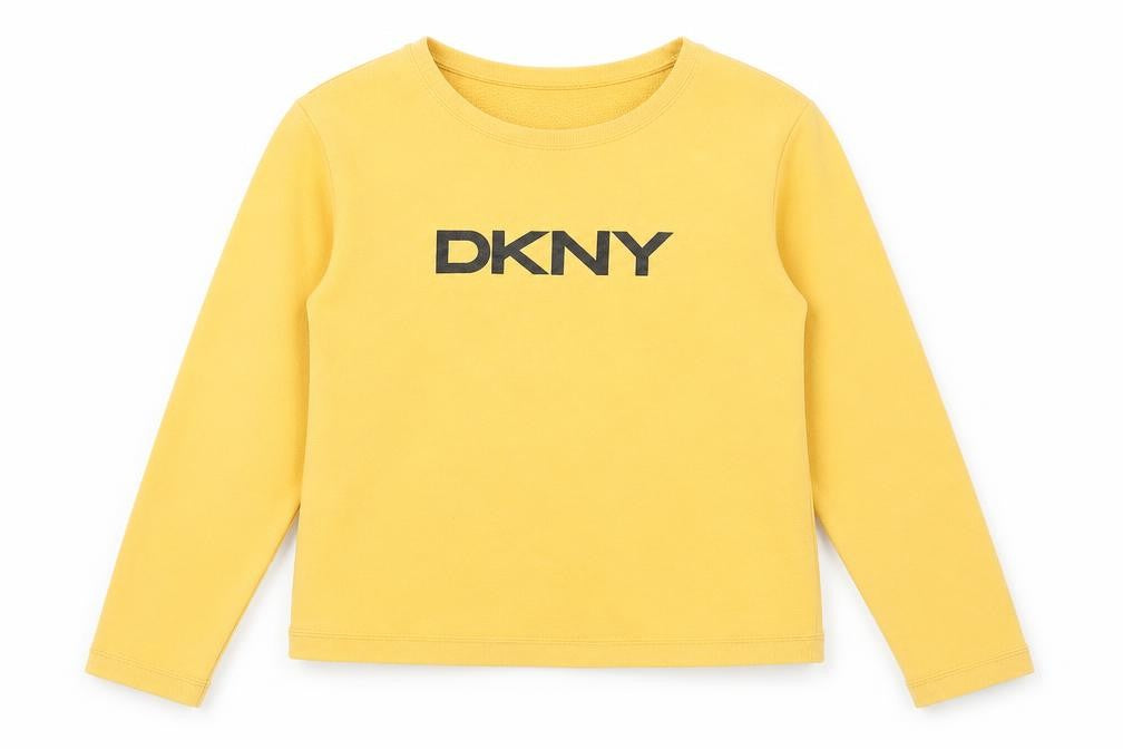 Front view of DKNY Women's Yellow Pullover Sweatshirt, size S