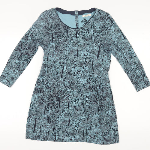 White Stuff Women's Blue Geometric Shift Dress Size 10