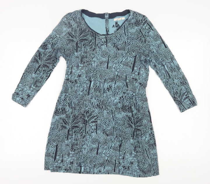 White Stuff Women's Blue Geometric Shift Dress Size 10