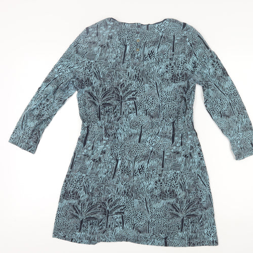 White Stuff Women's Blue Geometric Shift Dress Size 10