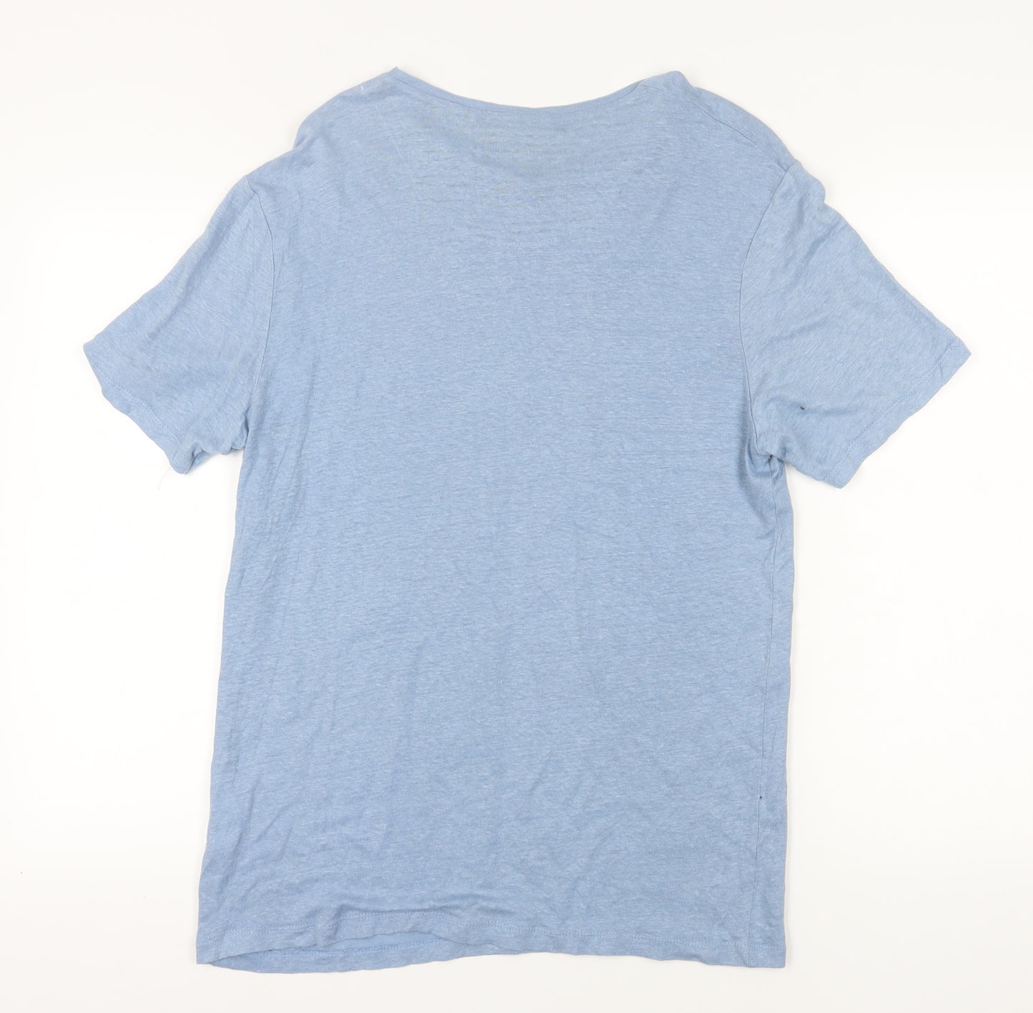 Zara Men's Blue Linen T-Shirt Size L