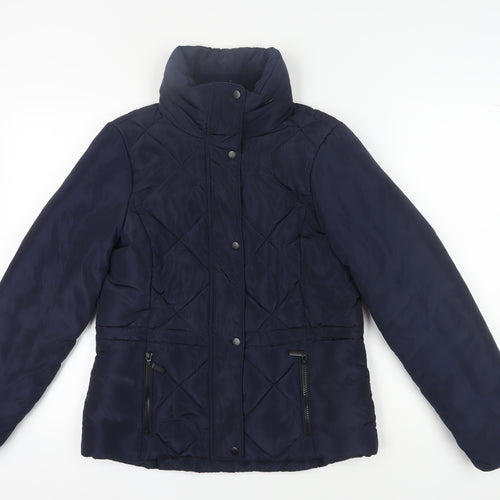 Marks and Spencer Women's Blue Puffer Jacket Size 10 - Winter Essential