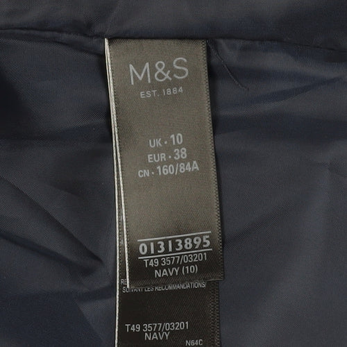 Marks and Spencer Women's Blue Puffer Jacket Size 10 - Winter Essential