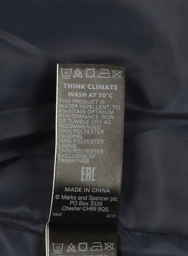 Marks and Spencer Women's Blue Puffer Jacket Size 10 - Winter Essential