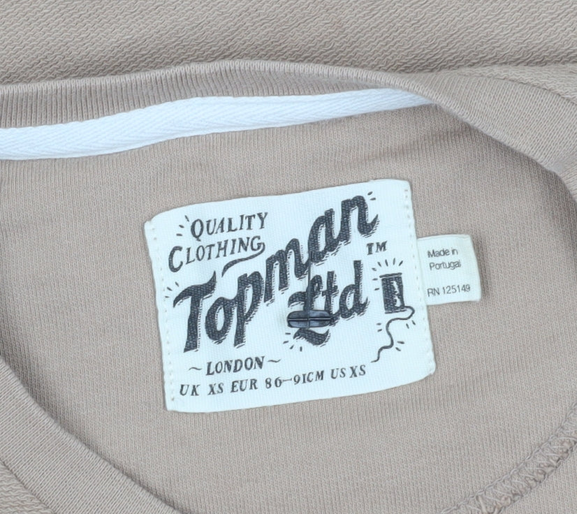 Topman Men's Beige XS Crew Neck T-Shirt