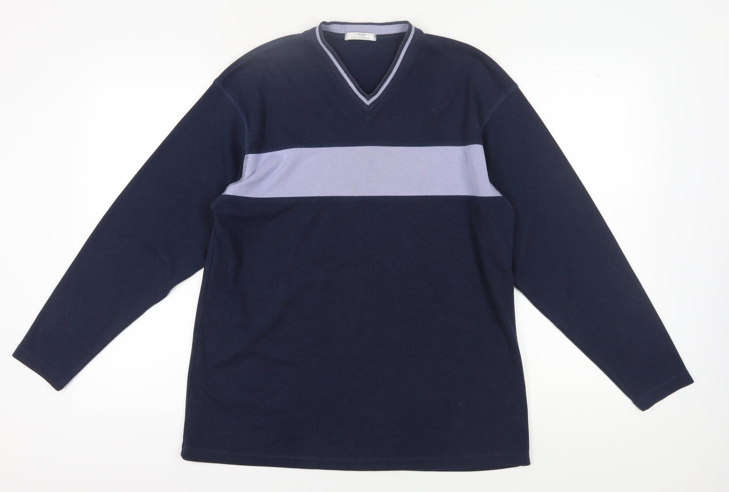 Marks and Spencer Men's Blue V-Neck Pullover Sweatshirt M